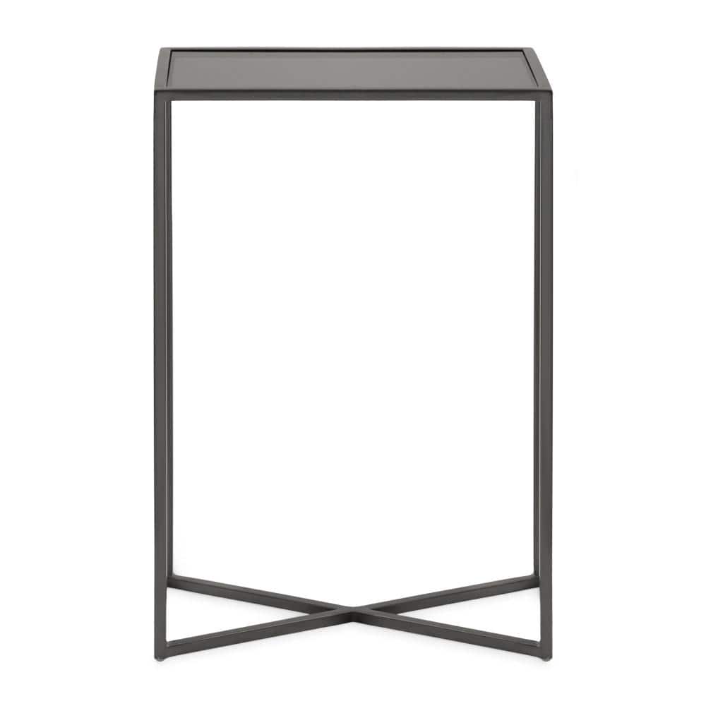 Jaspur Pewter Metal and Glass Rectangular Side Table