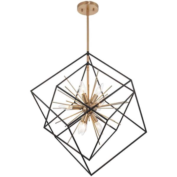 Kira Home Berkshire 60-Watt 9-Light Cool Brass Modern Pendant Light, No Bulb Included