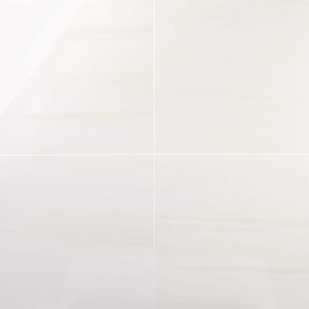 Terius Dolomite Warm White Polished Marble Look Porcelain Tile