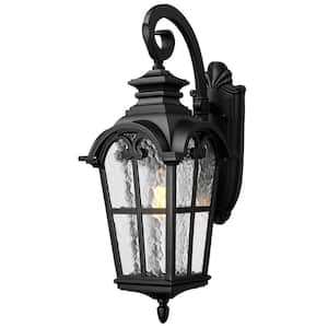 25 In. Large Exterior Black Weather Resistant Outdoor Hardwired Wall Lantern Scone with No Bulbs Included
