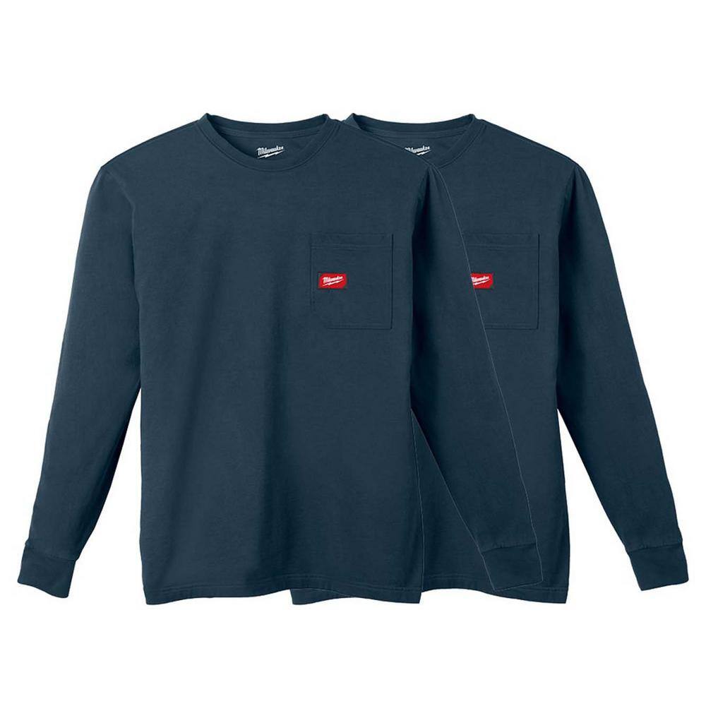 Men's X-Large Blue GRIDIRON Cotton/Polyester Long-Sleeve Pocket T-Shirt (2-Pack) price history on PriceWatchPro