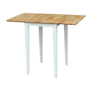 White and Natural Drop Leaf Extendable Dining Table