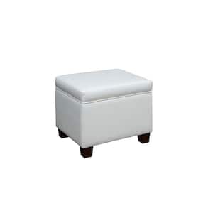 Designs4Comfort Madison Ivory Faux Leather Upholstery Storage Ottoman