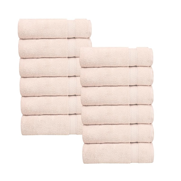 A1 Home Collections A1HC Wash Cloth 500 GSM Duet Technology 100% Cotton Ring Spun Peach Blush 13 in. x 13 in. Quick Dry (Set of 12)