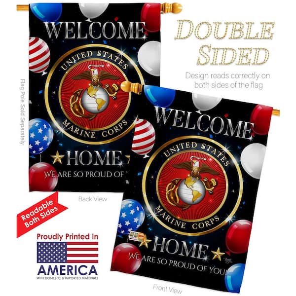 Breeze Decor 28 in. x 40 in. Welcome Home Marine Corp House Flag ...