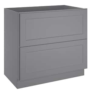 36 in. W x 24 in. D x 34.5 in. H in Shaker Gray Plywood Ready to Assemble Floor Base Kitchen Cabinet with 2 Drawers