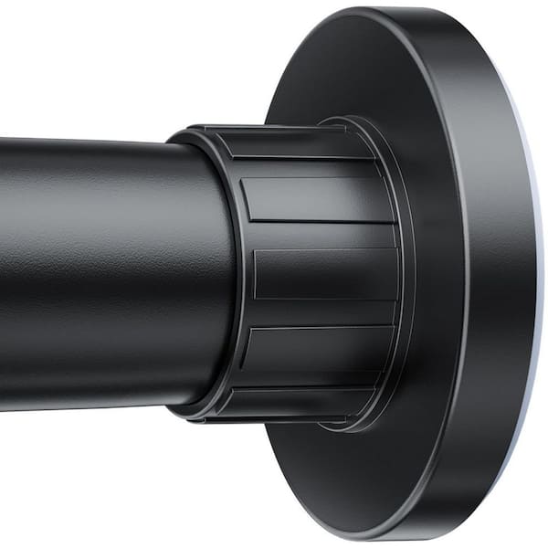 32 in. to 80 in. Metal Adjustable Tension Shower Curtain Rod in Black, No Drill, Non Slip, Rustproof