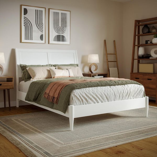 AFI Valencia White Solid Wood Frame Full Low Profile Platform Bed