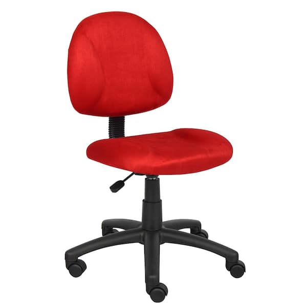 BOSS Office Products HomePro Armless Task Chair Red Microfiber Fabric Pnuematic Lift