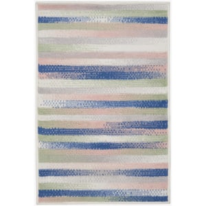 Whimsicle Ivory Multicolor doormat 2 ft. x 3 ft. Geometric Contemporary Kitchen Area Rug