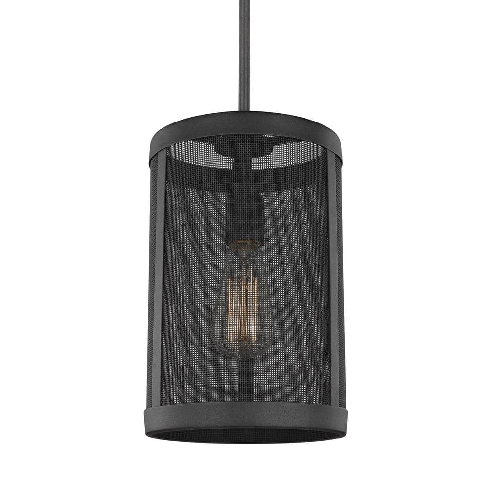 Gereon Black Aluminum Mini Drum Pendant Light
