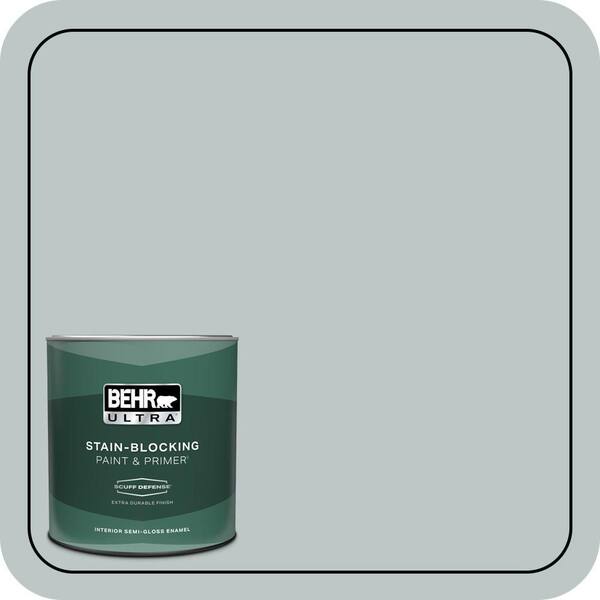 BEHR ULTRA 1 qt. #PPU12-10 Misty Morn Extra Durable Semi-Gloss Enamel Interior Paint & Primer