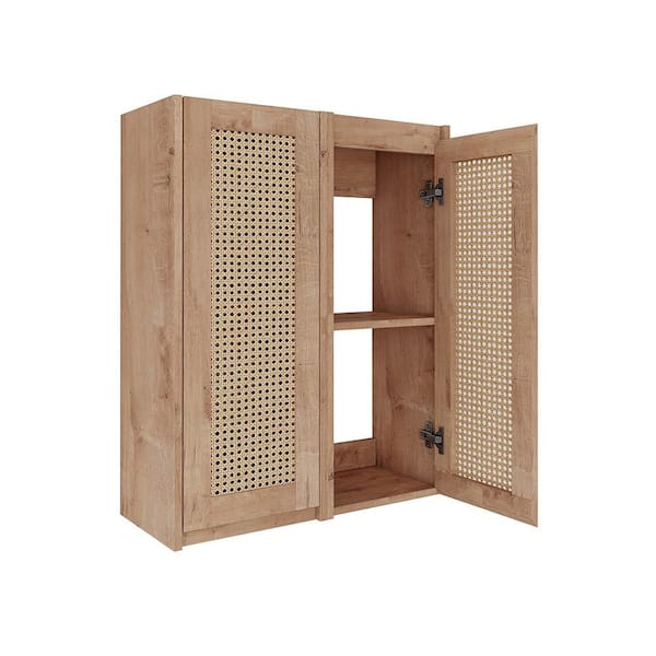 UPIKER Modern 23.62 in. W x 9.81 in. D x 29.5 in. H Bathroom Storage Wall Cabinet in Imitative Oak