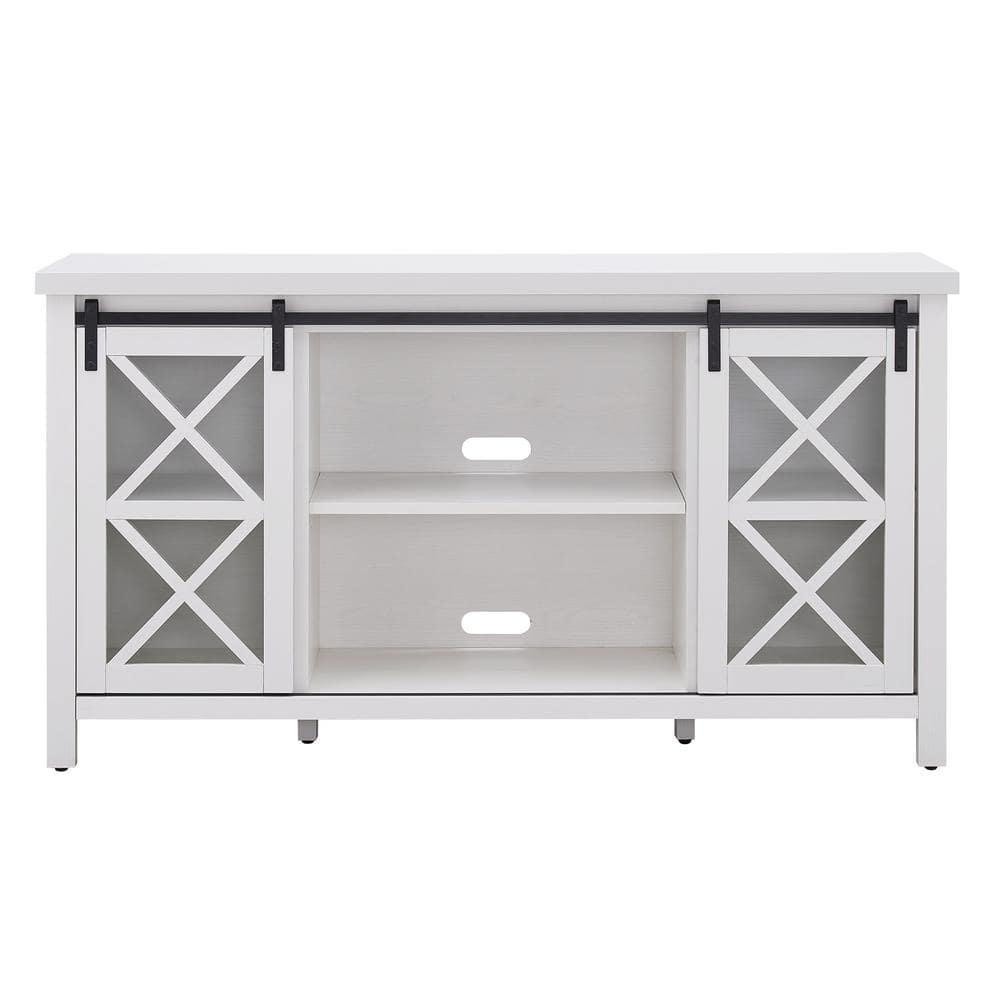 Clementine 58" White Metal TV Stand with Cabinet