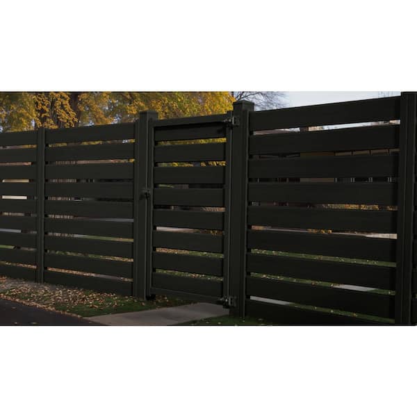 Natures Composites Composite Modern Horizontal Semi-Privacy ( 6 ft. H x 4 ft. W) Raven (Black) Full Size Fence Gate