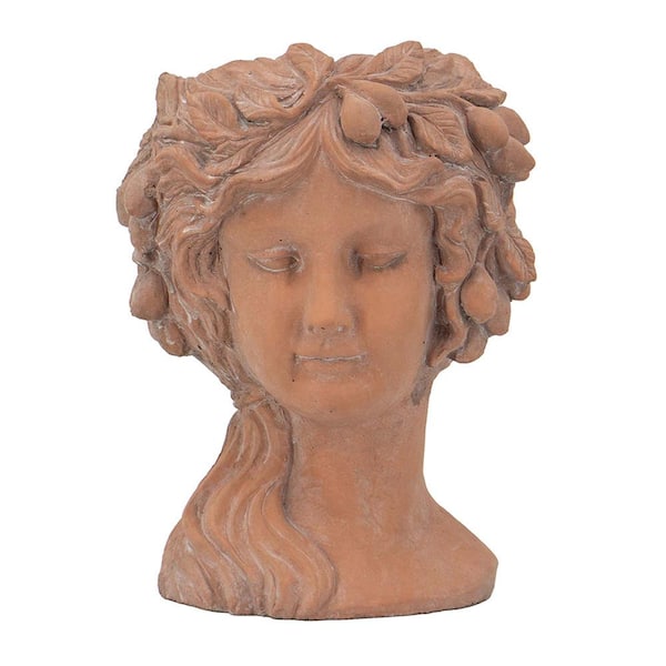 Boosicavelly 8 x 9 x 11. 5 in. Brown Greek Style Cement Head Planter Raised Garden Bed