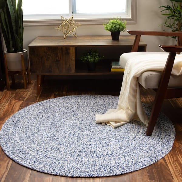 Super Area Rugs Braided Farmhouse Blue 4 ft. x 4 ft. Round Cotton Area Rug  SAR-RST01A-BLUE-4R - The Home Depot