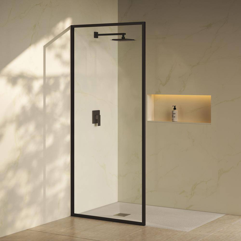 Pierre 34 x 76 Framed Fixed 3/8 in. (10mm) Clear Tempered Glass Tub Door with Black Matte Frame price history on PriceWatchPro