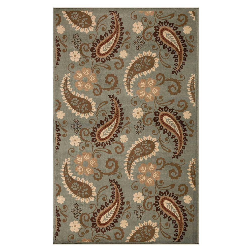 SUPERIOR Parkway Slate 5 ft. x 8 ft. Modern Vintage Paisley Indoor Area ...