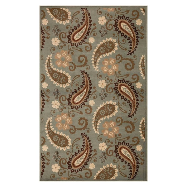 Parkway Slate 8 ft. x 10 ft. Modern Vintage Paisley Indoor Area Rug
