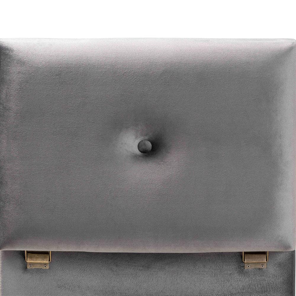 Elias Grey Velvet Upholstered Storage Ottoman with Oak Legs