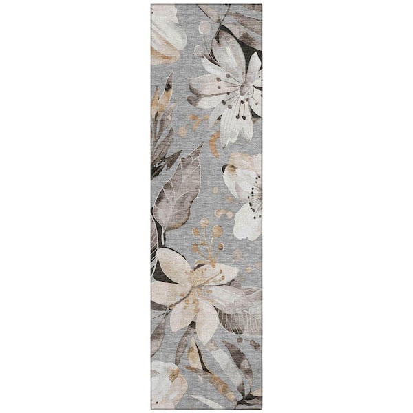 Chantille Machine Washable Indoor/Outdoor Abstract ACN2260 Gray 2 ft. 3 in. x 7 ft. 6 in. Runner Rug
