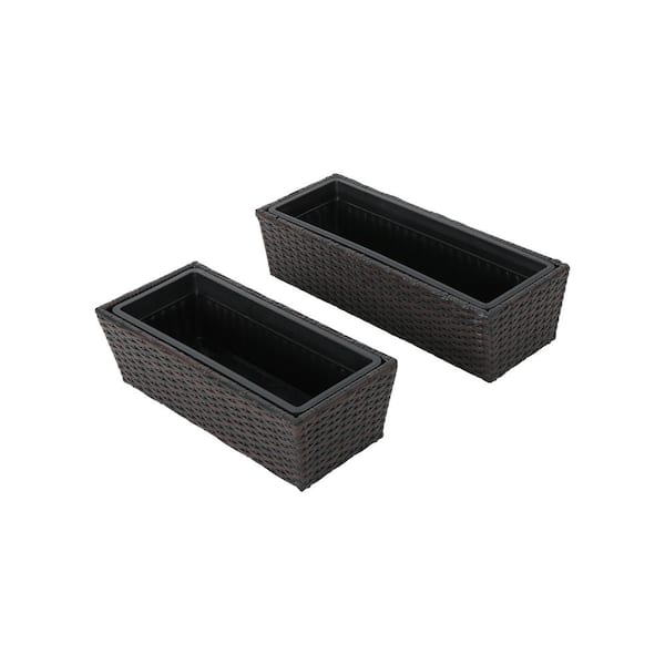 Noble House Micheal Multi Brown Wicker Planter (2-Pack)