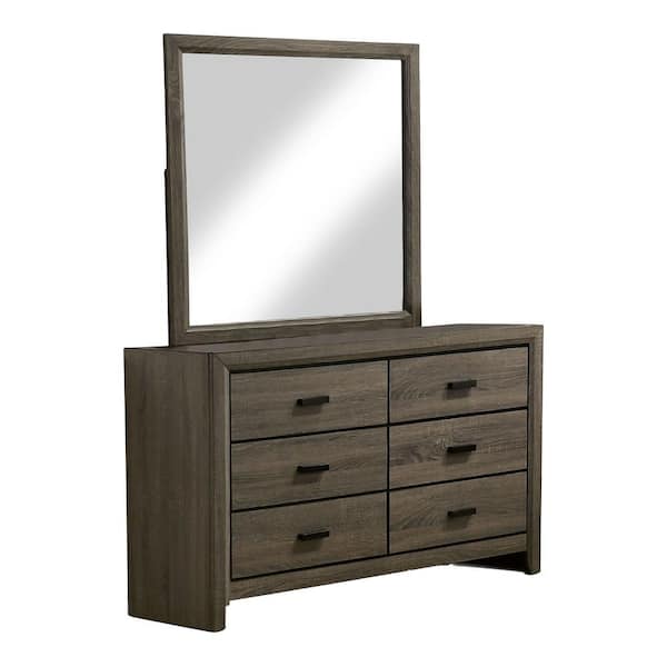 Furniture of America Morningside Gray 6-Drawer 47.25 in. Wide Dresser with Mirror