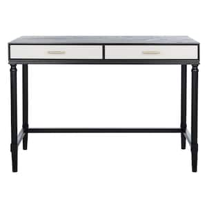 Takita 42 in. Black/Off-White Wood 2-Drawer Writing Desk