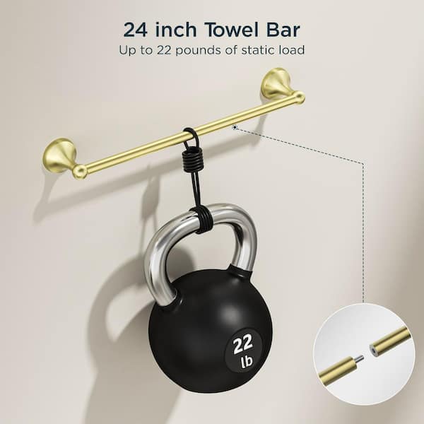 4 -Piece Bath Hardware Set with Included Mounting Hardware in Brushed Gold