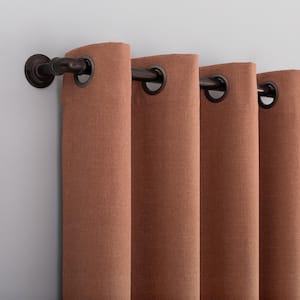 Channing Terracotta Orange Polyester Solid 50 in. W x 84 in. L Noise Cancelling Grommet Blackout Curtain
