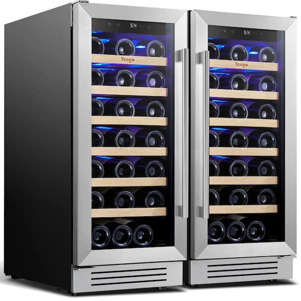 30 in. Dual Zone Cellar Cooling Unit 66-Bottles Built- in Wine Cooler Side-by-Side Refrigerators Mini Fridge in Black