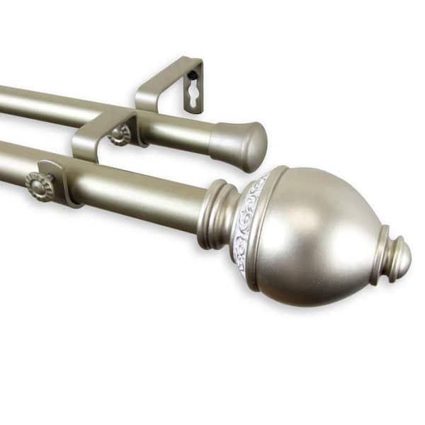 Rod Desyne Ramona 160 in. - 240 in. Adjustable 1 in. Dia Double Curtain Rod in Light Gold