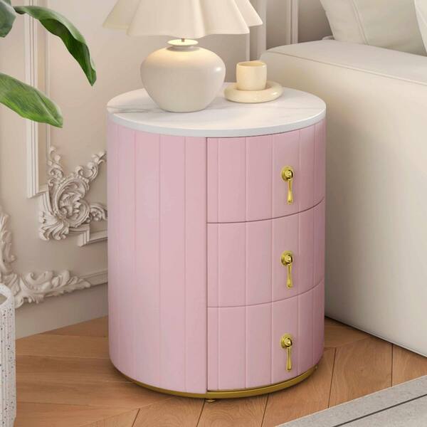 Pink 3 Drawers 15.75 in. W Nightstand