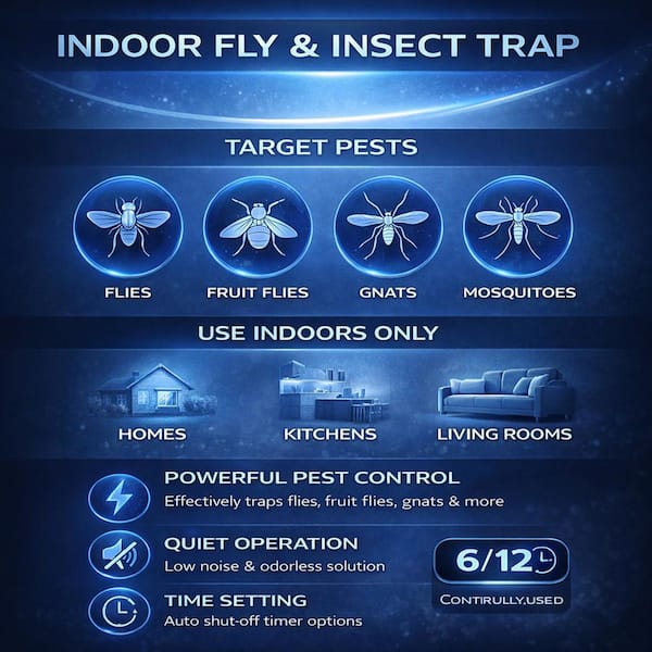 3-Lamp Electric Bug Zapper Indoor LED Insect Repellent with Energy-Saving Design