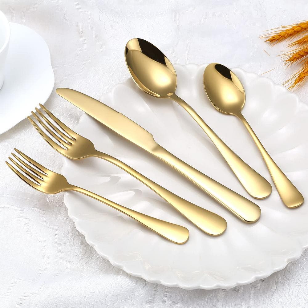 20-Piece Gold Stainless Steel Flatware Set for 4
