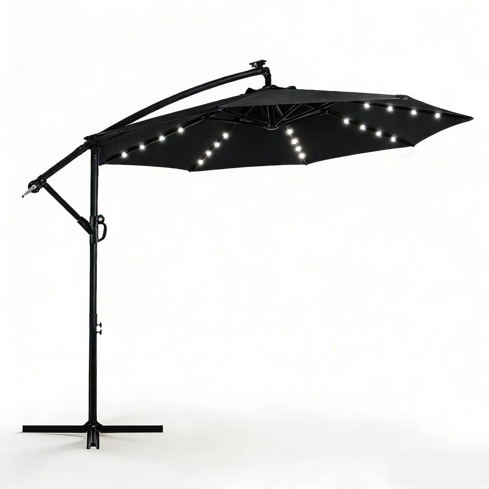 Home Depot- 10 ft. Solar LED Patio Offset Umbrella Outdoor Umbrella inBlack