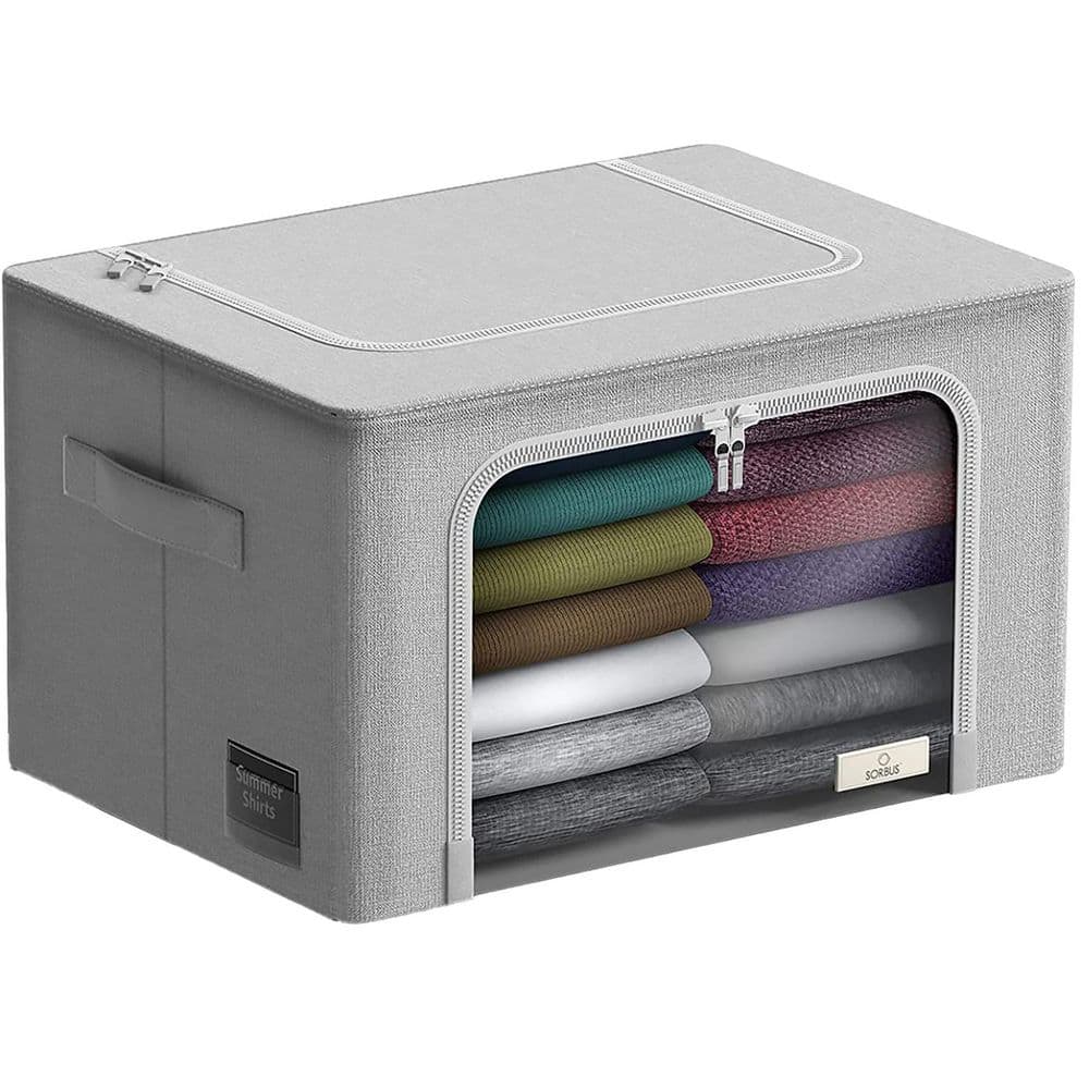 Storage Bins, Stackable and Foldable Clothes Organizer Bags, Gray 19.5 in. 