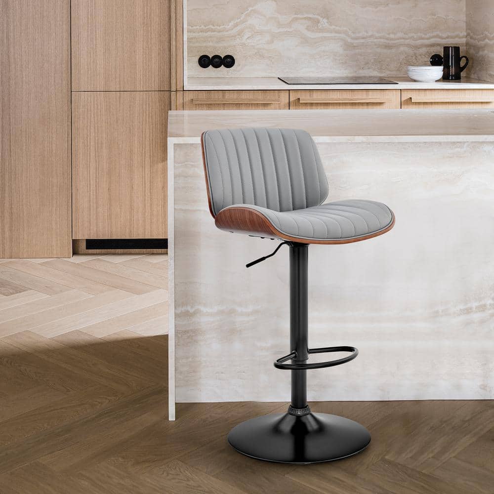 Armen Living Brock 24-33 in. Adjustable High Back Grey Faux