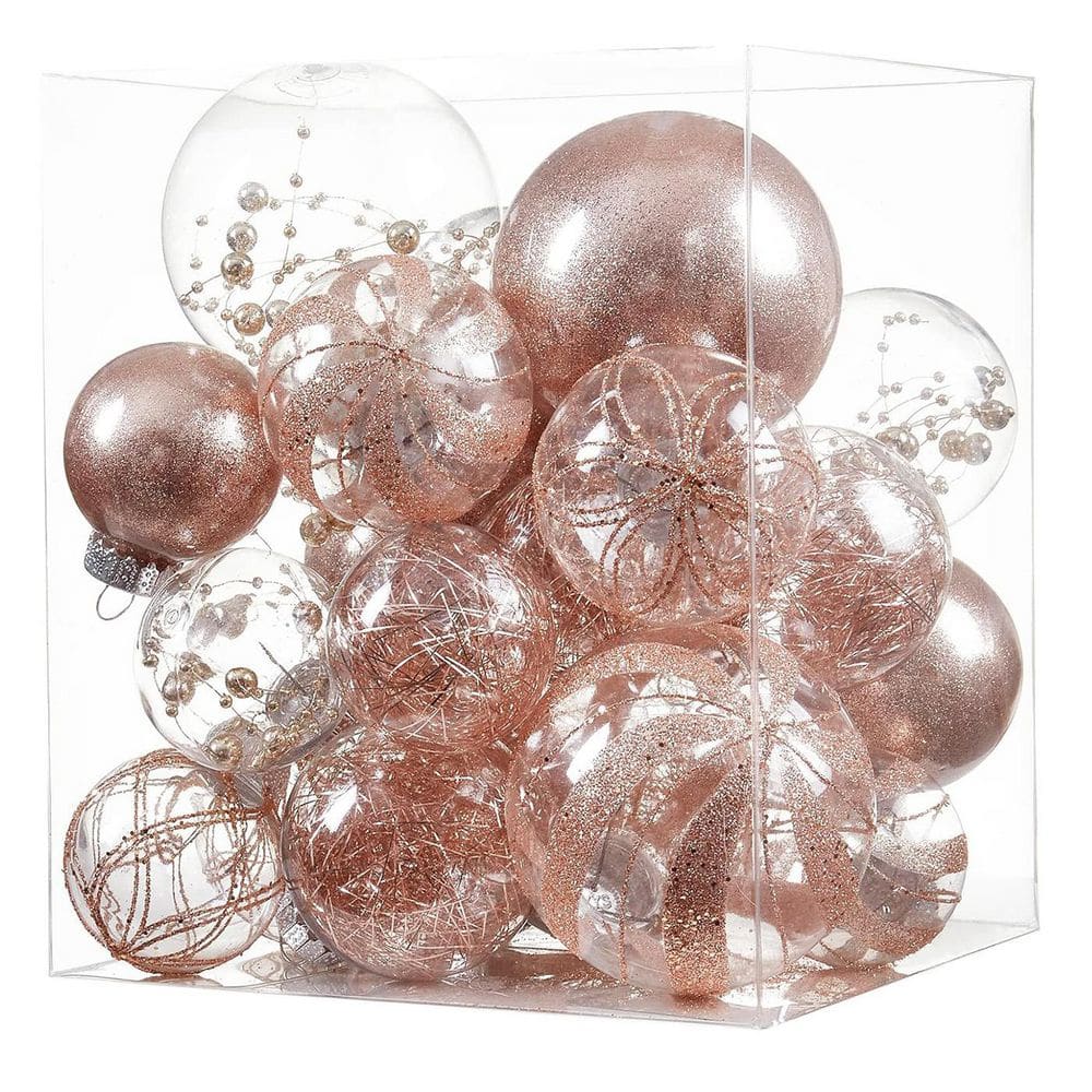 24-Pack Clear Shatterproof Christmas Ball Ornaments Rose Gold Plastic Baubles with Glitter Fill for Holiday Decor price history on PriceWatchPro