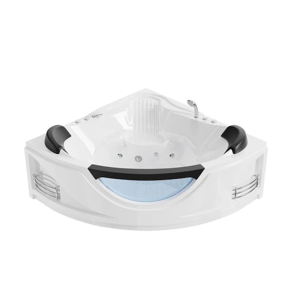 Xspracer 59 in. x 59 in. Acrylic Corner Whirlpool Bathtub with