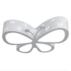 19.7 in White Creative Butterfly Lighting Flush Mount Ceiling Light with Acrylic Shade and Integrated LED Light Included