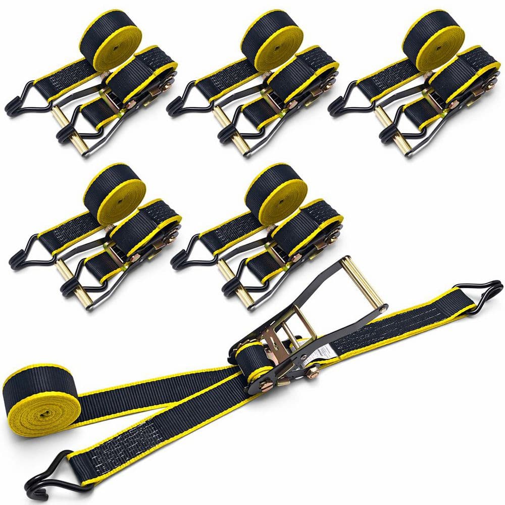 15 ft x 2 in Ratchet Tie Down Straps with J-Hook, Heavy Duty Polyester Webbing, 6 Pack, 5500 lbs Strength price history on PriceWatchPro