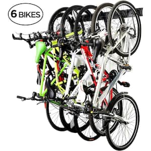 Garage Bike Rack, Wall Mount Bicycle Storage Hanger with 6 Adjustable Hooks