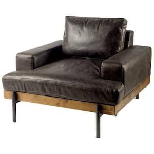 Colburne I Brown Leather Body Wood/Iron Frame Club Chair