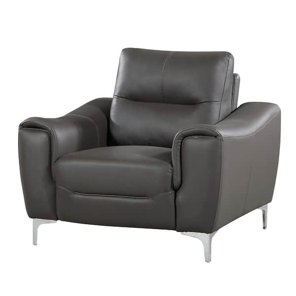 Ac Pacific Rachel 3 Piece Gray Modern, Grey Leather Sofa And Chair Set