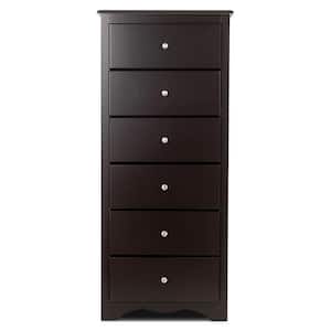 23.5 in. W 6-Drawer Brown Chest of Drawers Storage Cabinet with Drawers