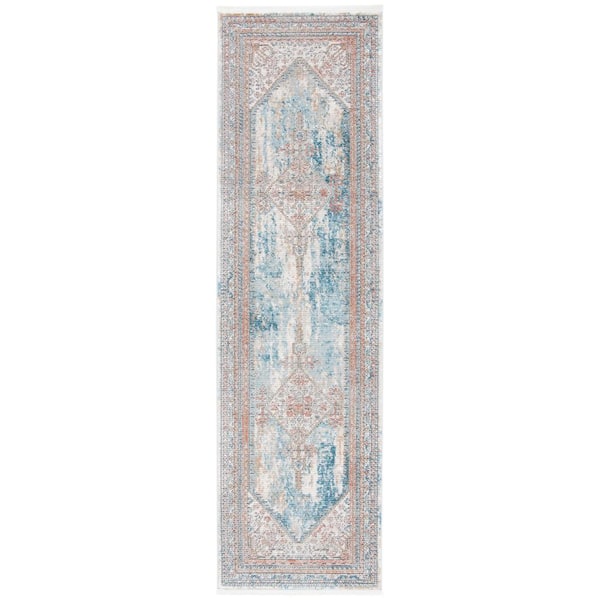 SAFAVIEH Shivan Blue/Gray 2 ft. x 8 ft. Floral Medallion Runner Rug