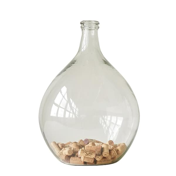 18.5 in. H Clear Round Glass Bottle