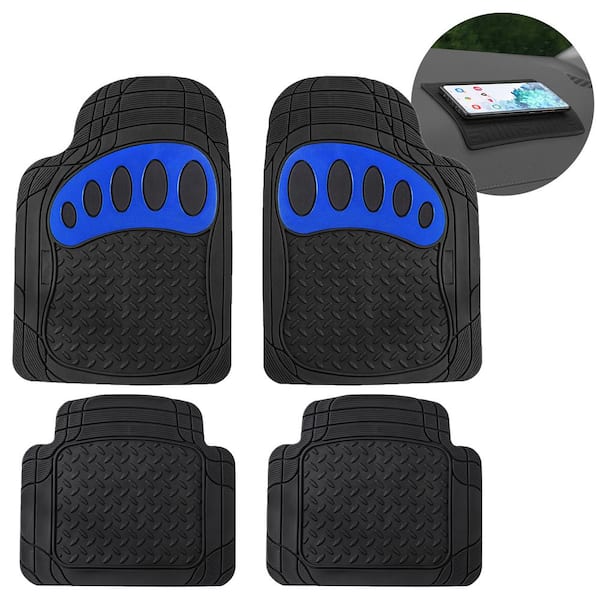 FH Group Trimmable ClimaProof Rubber Floor Mats with Footprint Design - Full Set (4-Piece)